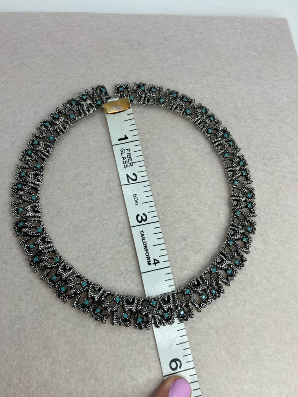 Vtg D’orlan Brutalist Abstract Modernist Blue Stone Silver Tone Collar Necklace - Picture 13 of 15